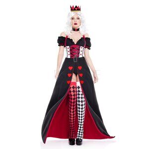 Five Pieces Enchanting Royal Heart Queen Costume Set